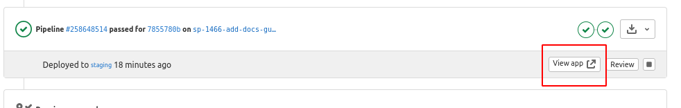 The view app button on GitLab.